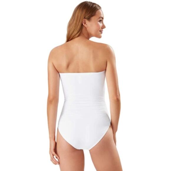 Tommy Bahama Pearl Shirred Bandeau One Piece Swimsuit White Size 6 NWT - Picture 2 of 12